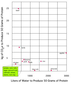 environmental impacts of protein production from various foods